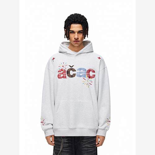 【Achock官方店】acac系列烟花格纹刺绣帽衫外套新款百搭连帽卫衣