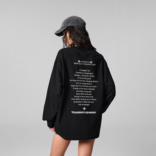 打破规则 标语印花长袖 t恤男圆领基础打底衫 Achock官方店