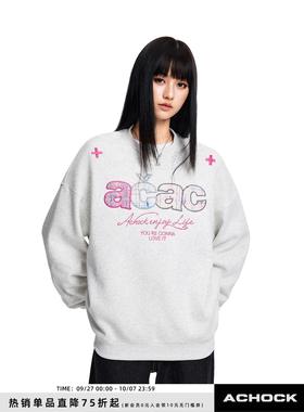【Achock官方店】acac系列字母贴布绣圆领卫衣潮牌新款情侣上衣男