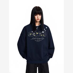 【Achock官方店】acac系列街头字母花朵刺绣圆领卫衣潮牌上衣男女