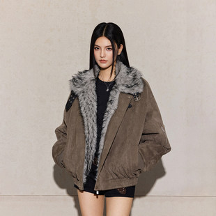 【Achock官方店】座山雕美拉德肌理感外套冬刺绣加厚保暖棉服男女