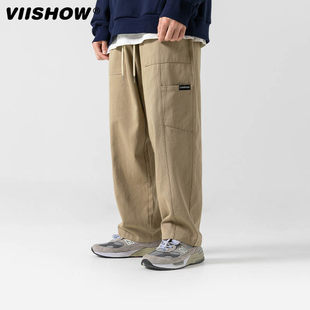 VIISHOW抽绳工装 男秋季 日系覆古潮牌休闲宽松覆古直筒阔腿裤 子 裤