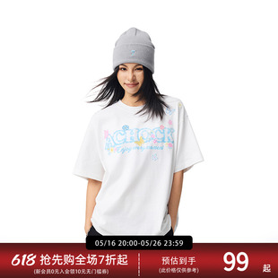 【Achock官方店】美式街头手绘logo短袖潮牌新款情侣蝴蝶刺绣T恤