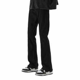 NKAOL美式 做旧黄泥染废土风微喇垂感阔腿直筒牛仔裤