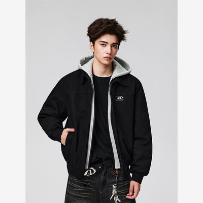 【Achock官方店】acac系列撞色假两件秋冬棉服外套高街连帽卫衣男