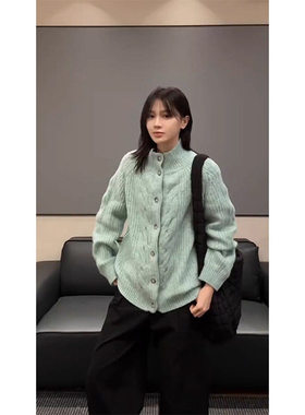 NKAOL冬季半高领针织衫保暖外套秋冬慵懒风宽松开衫毛衣打底衫