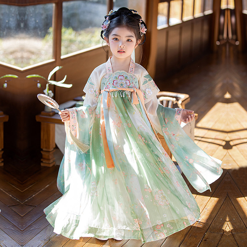 儿童古装汉服2026薄款古风连衣裙女童唐装襦裙小女孩春秋演出服装