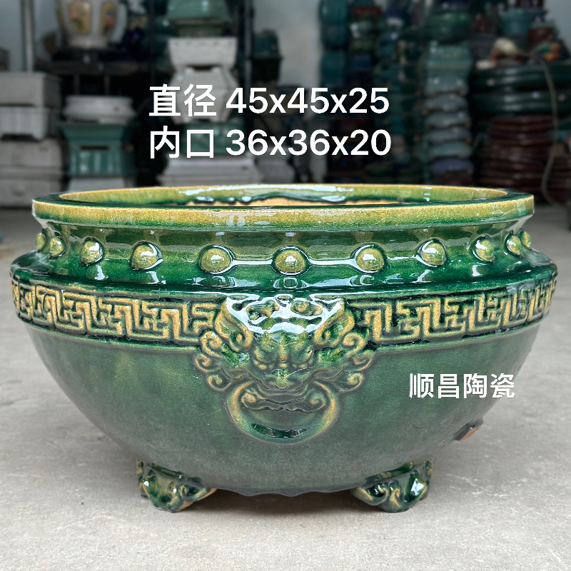 石湾盆手工盆厚实大圆盆盆景盆绿植组盆透气透水石湾花盆