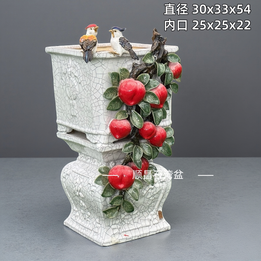 石湾陶瓷异形公鸡花盆摆件石湾公仔客厅高端装饰品花盆图片
