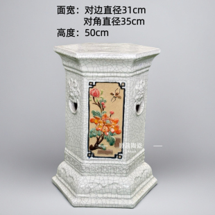 石湾盆高筒盆悬崖岭南盆景盆花盆手工制作六角花架底座盆景架子
