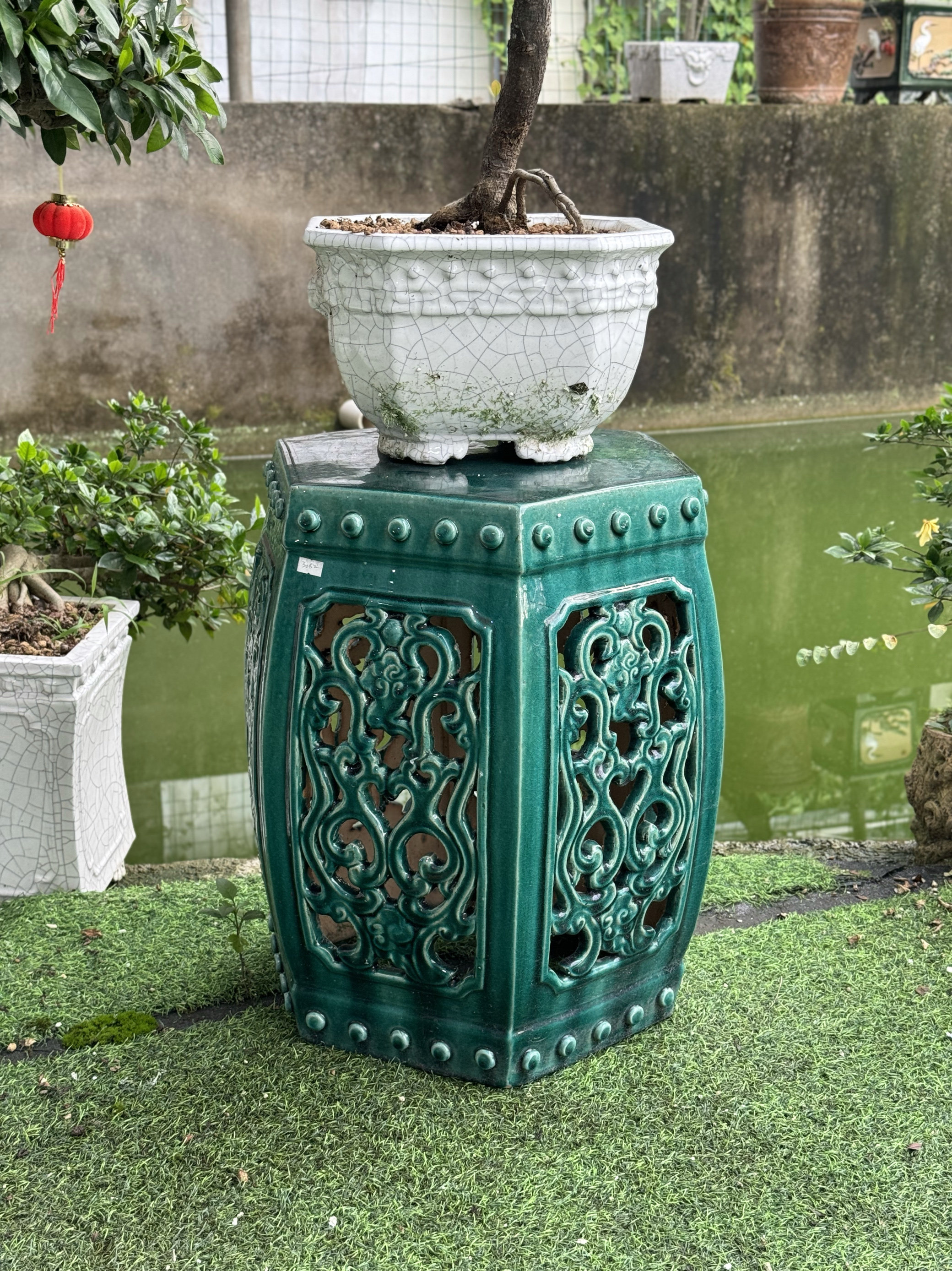 石湾盆底座复古岭南盆景庭院花架底托绿植摆设大号手工厚实稳重