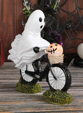 新款幽灵骑自行车摆件万圣节派对