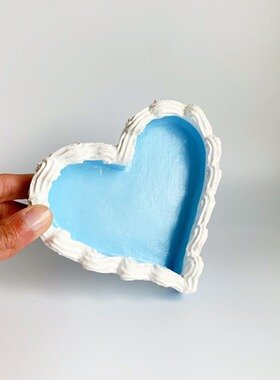 跨境新款蓝色爱心首饰小托盘树脂工艺品摆件家居装饰品戒指收纳盒