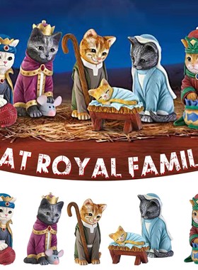 猫咪家族雕塑树脂摆件工艺品