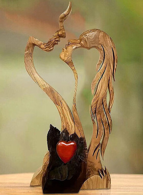 情侣木头装饰品情人节摆件爱情礼