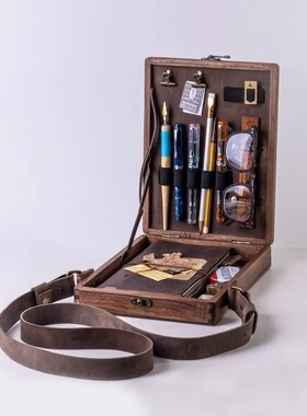 跨境新款Writers Messenger Wood Box作家信使木盒A5信使式公文包