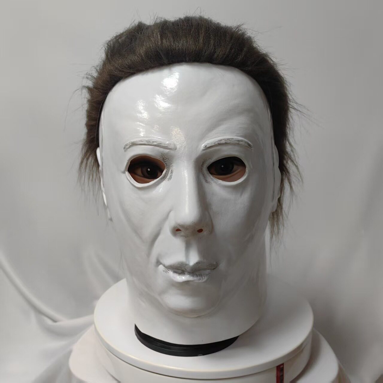 跨境万圣节新款麦克梅尔乳胶面具恐怖cosplay头套男款白色脸谱表