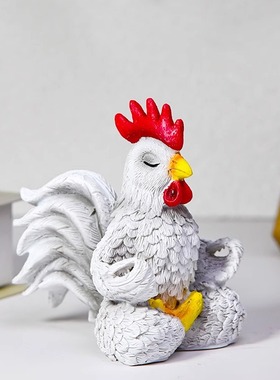 新款冥想瑜伽公鸡家居装饰摆件