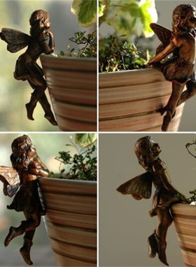 独立站跨境花仙子盆栽工艺品雕像