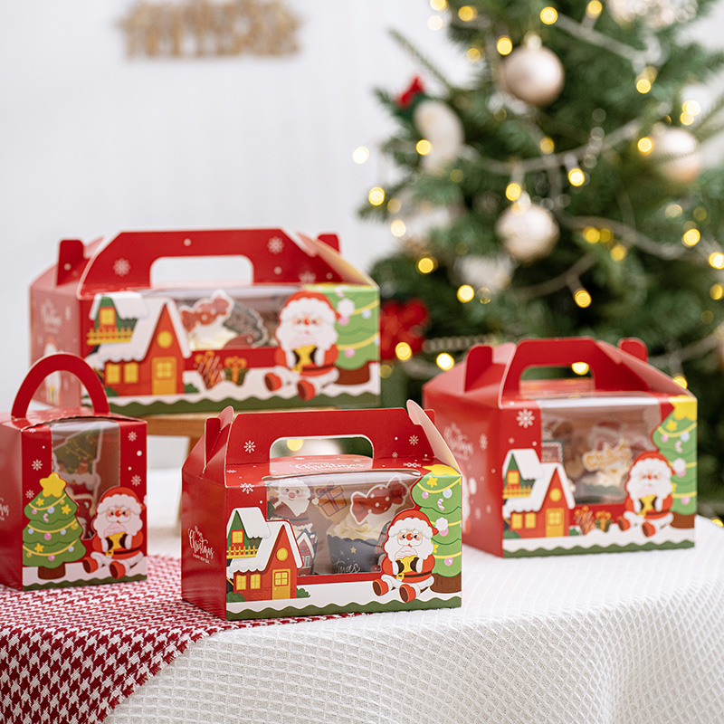 圣诞纸杯蛋糕盒烘焙包装