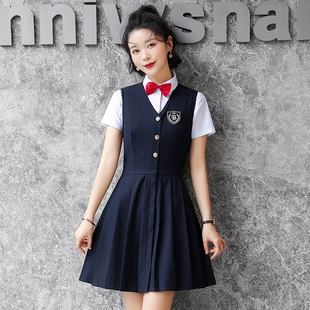 护奶裙甜美学院风连衣裙女夏季 百褶背心裙 JK制服西式 高校原创正版