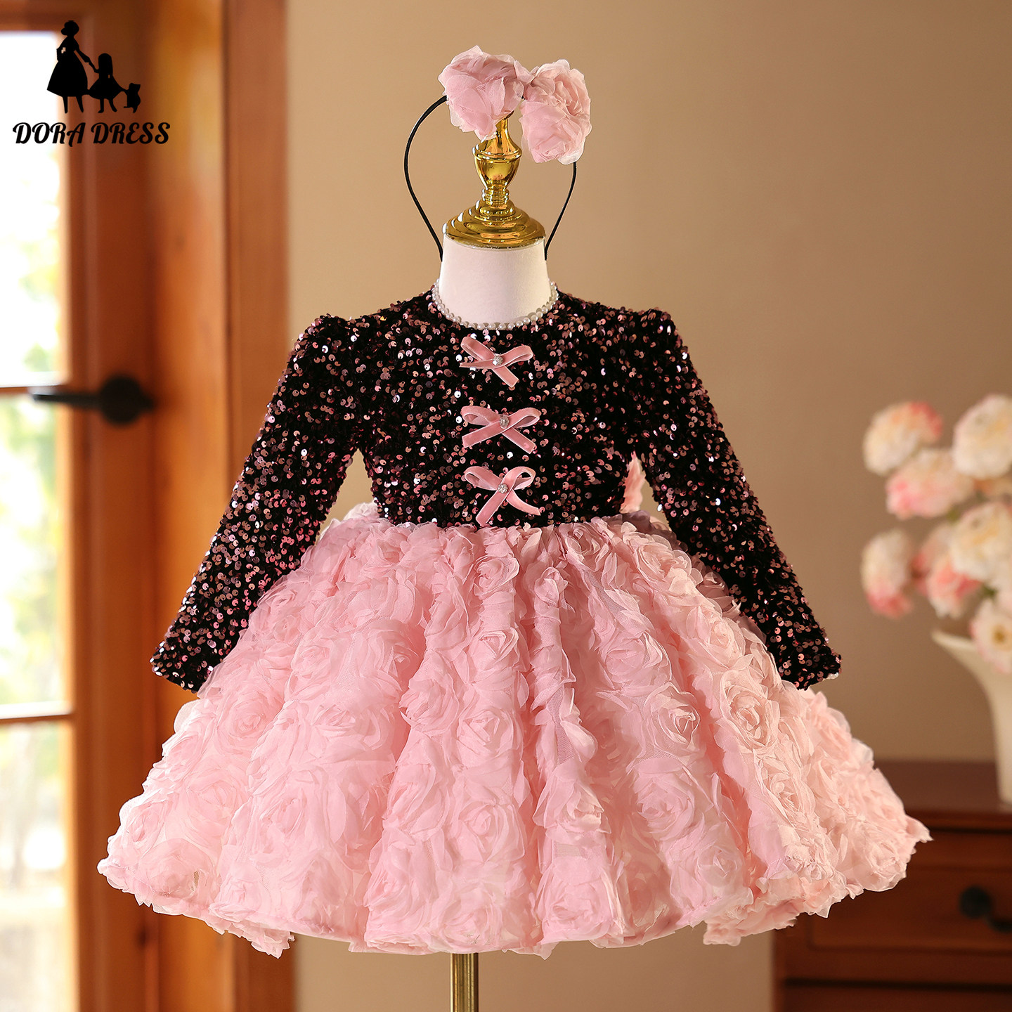 儿童公主裙女孩生日亮片爆闪主持人女童礼服钢琴演奏演出服高级,童装/婴儿装/亲子装,儿童礼服,淘宝优惠券,粉丝福利购,淘宝优惠卷