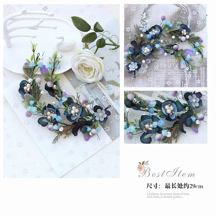 2019新款深藍色敬酒服頭花飾森系花仙子新娘側帶頭飾頭箍結婚配飾在類目 飾品/流行首飾/時尚飾品新, 髮飾中 - 來自Buy2taobao.com提供專業的淘寶代購服務