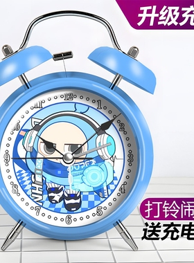 蛋仔派对闹钟新款小蓝小黑色小黄电子时钟超大声学生专用起床神器