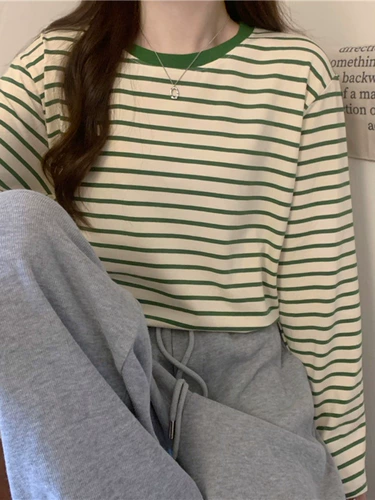 Хлопковый тонкий осенний приятный телу лонгслив, оверсайз, в западном стиле