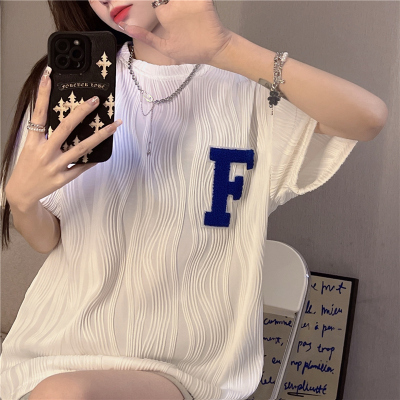 taobao agent Autumn silk short sleeve T-shirt, white top, American style