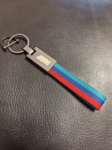 Genuine OEM BMW M Power Stripes Textile Gun Metal钥匙扣挂件