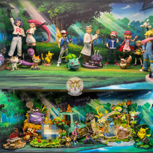 宝可梦背景图宠物小精灵口袋妖怪神奇宝贝手办盒展柜贴纸场景布景