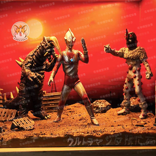 奥特曼昭和系列银河五兄弟特摄模型场景布景手办盒贴纸展柜背景图