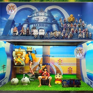 航海王/海贼王背景图蛋头岛手办盒贴纸展柜背景摄影场景布景制作