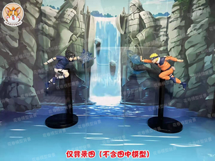 火影忍者背景图鸣人佐助模型场景背景手办盒展柜贴纸摄影布景制作