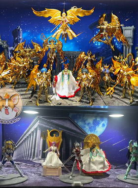 圣斗士圣域场景圣衣神话ex神圣衣手办盒贴纸场景布景展示柜背景图