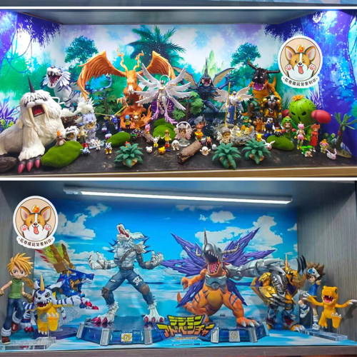 数码宝贝手办盒贴纸展柜背景图