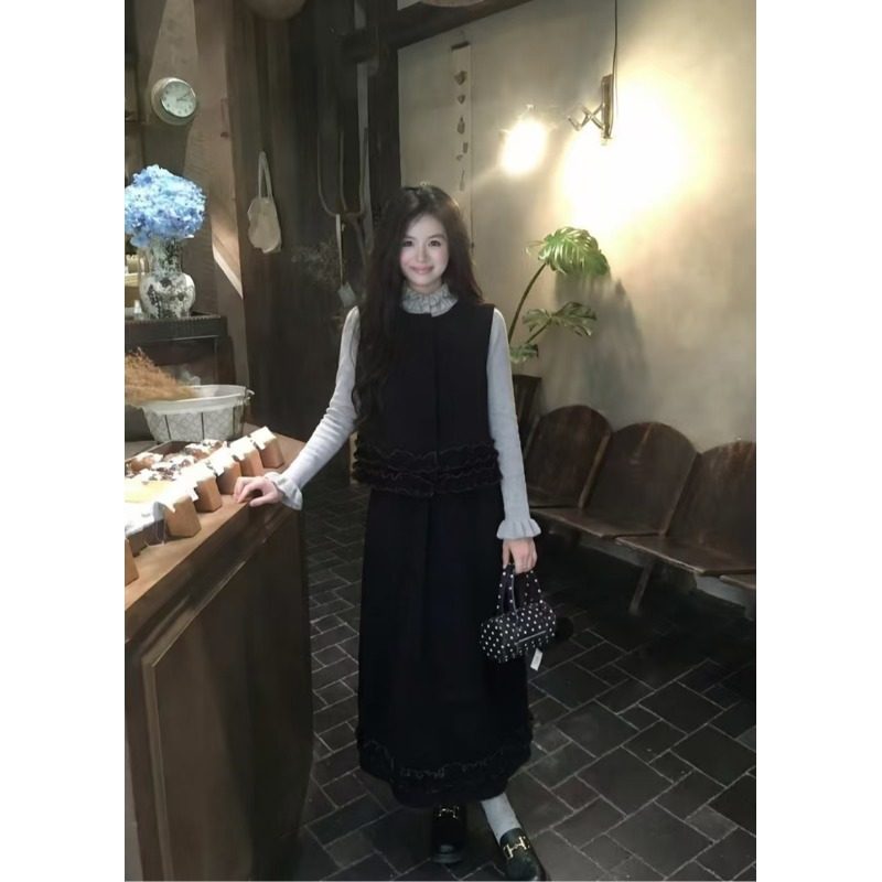 PPSHD  中古情绪木耳边针织毛衣+木耳边丝绒套装,女装/女士精品,时尚套装,淘宝优惠券,粉丝福利购,淘宝优惠卷