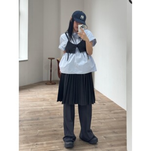 PPSHD｜chic百搭甜美纯色衬衫 背心套装