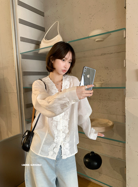IMISS-早春上新重工花边天丝麻小衫(麻料有麻结麻点为正常)R80902