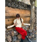 套装 PPSHD 套棉弯刀裤 休闲裤 韩系泡泡袖 兔毛毛衣配袖