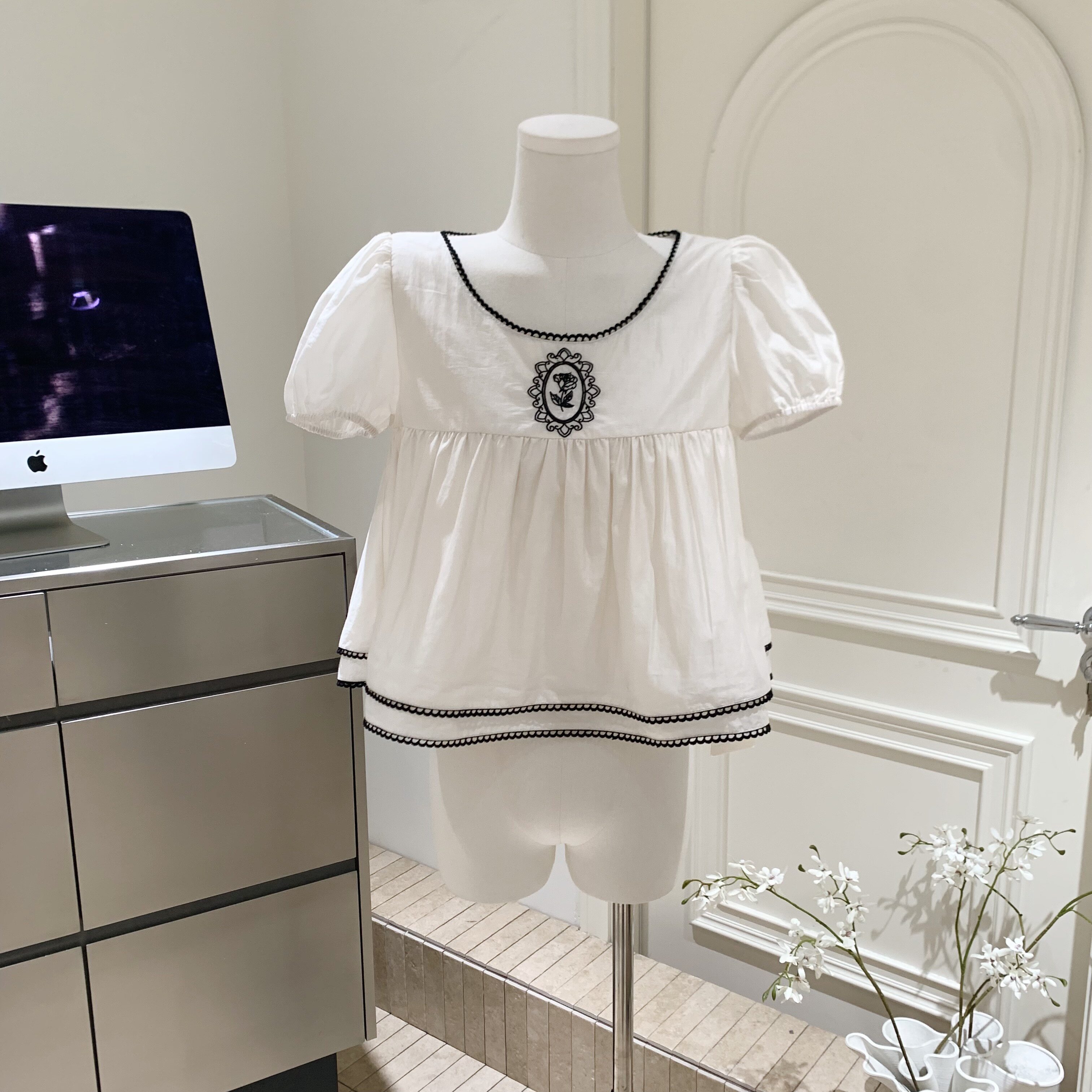 PPSHD|中古少女 玫瑰刺绣蕾丝连衣裙双层加量重工天丝短裙上衣