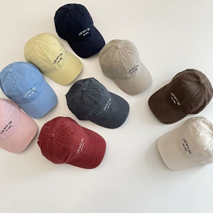 依依妈男童帽百搭休闲四季水洗棉大檐简约小字母鸭舌帽儿童棒球帽