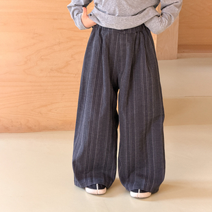 依依妈男童竖条纹西裤儿童春装裤子宝宝一粒扣宽松直筒运动休闲裤