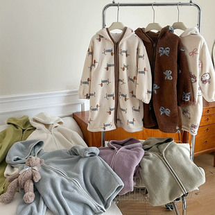 依依妈男童加厚珊瑚绒卡通睡袍儿童冬装宝宝宽松保暖家居服睡衣潮