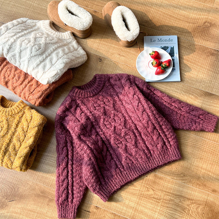 依依妈男童加厚麻花毛衣儿童冬装宝宝宽松休闲打底软糯套头针织衫