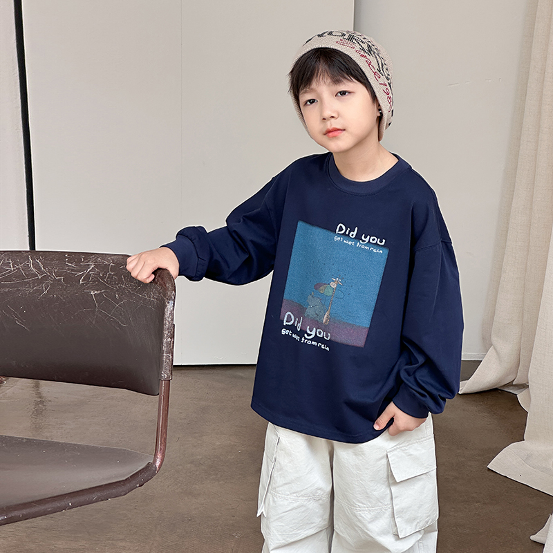 男童字母卡通印花全棉卫衣t恤