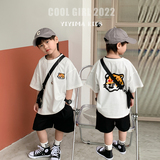 男童老虎头印花短袖t恤