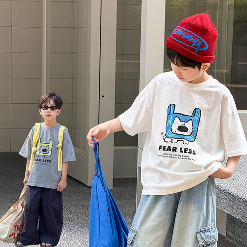 依依妈男童全棉小狗印花短袖t恤