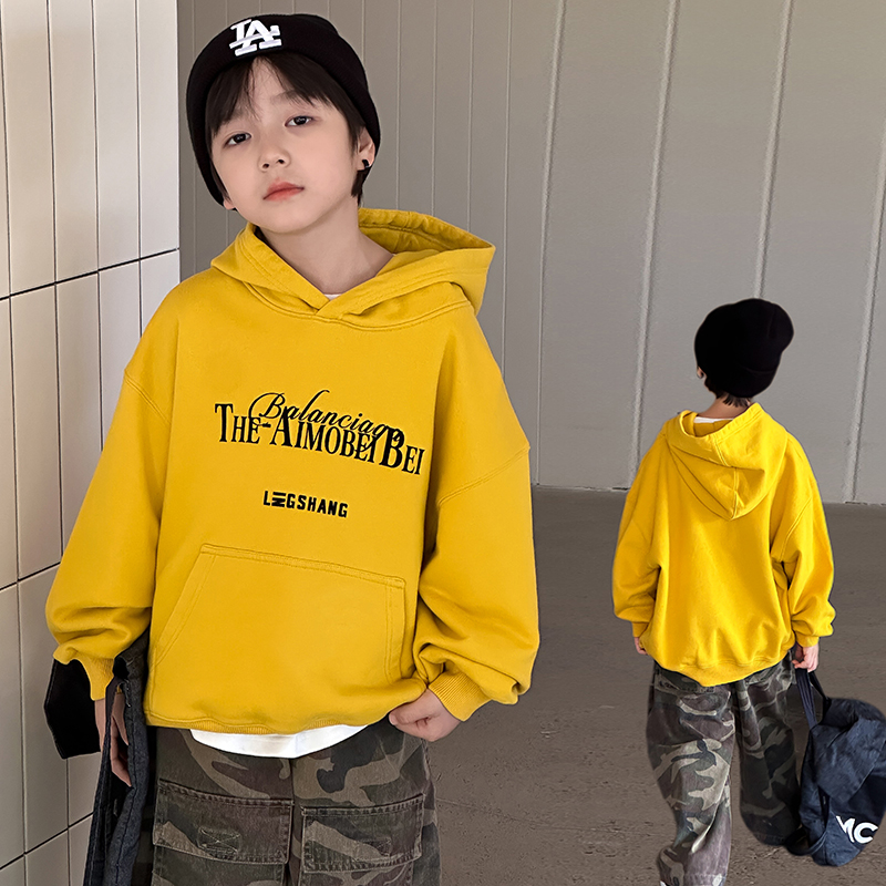 男童复合棉字母连帽卫衣